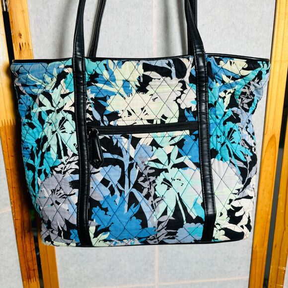 Vera Bradley‎ Tropical Blue Quilted Tote Bag Floral Navy - Picture 9 of 15